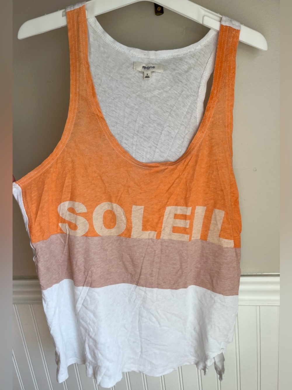 Madewell Soleil Colorblock Graphic Tank Top Orange, Pink, and White - Size Small